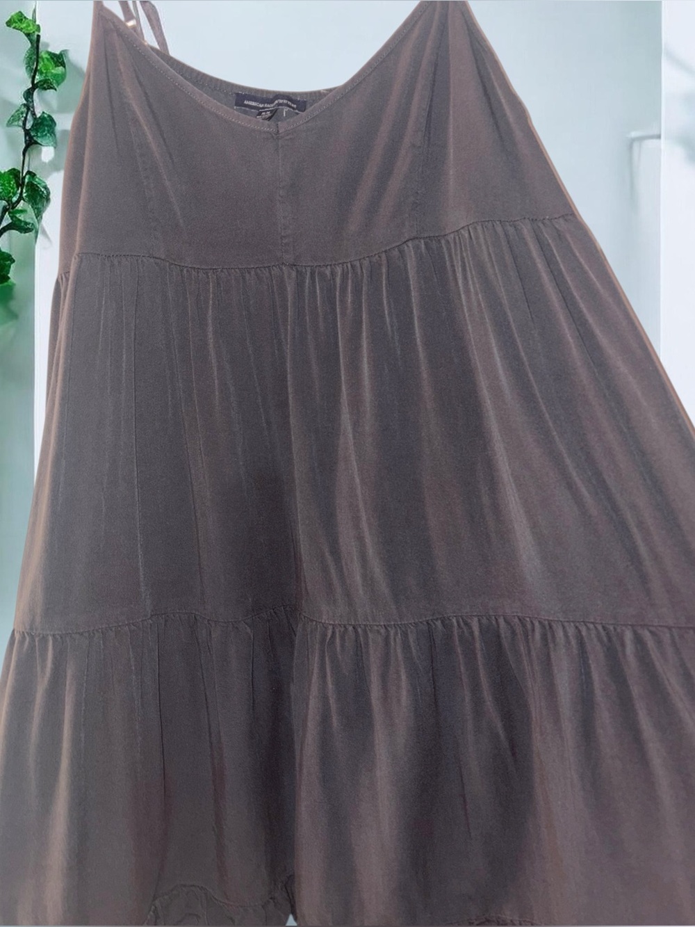 American Eagle Outfitters Gray Tiered Babydoll Cami Dress Medium - Picture 4 of 8